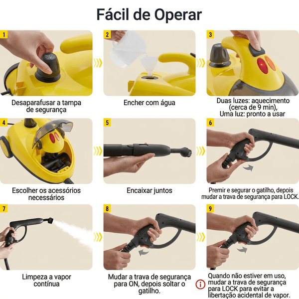 Instruções de utilização da Máquina de Limpeza a Vapor SteamForce