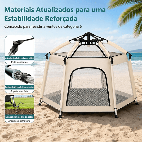 Estrutura reforçada e estacas de fixação do SunNest