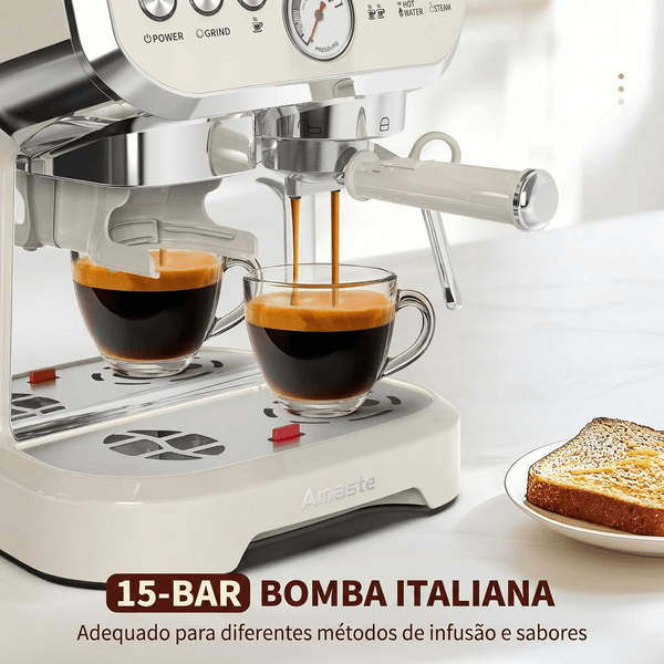 Preparação de duas chávenas de café expresso