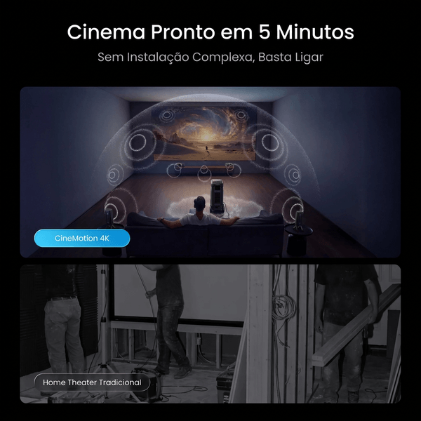 Cinema preparado rapidamente com configuração simplificada