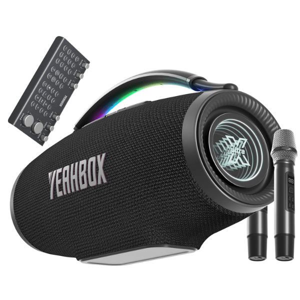 cxsomcor2 Coluna Bluetooth Karaoke – 2 Microfones Sem Fios, Graves Potentes e Misturador Integrado — Stock Limitado! - Image 1